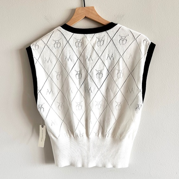 Anthropologie Maeve Violette Icon Logo Vest | Black & White | Size Small | NWT - Picture 6 of 16